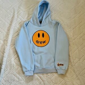 Drew Light Blue Hoodie with Smiley Face